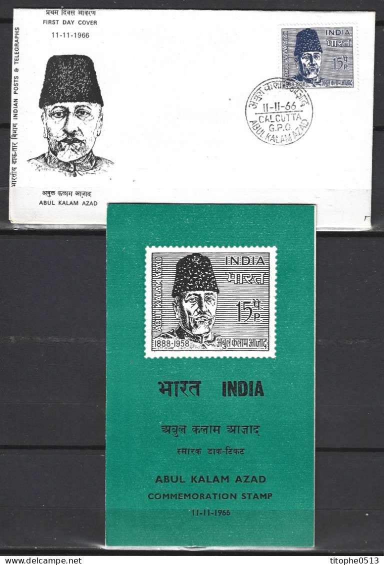 INDE. N°215 Sur Enveloppe 1er Jour (FDC) De 1966. Abul Kalam Azad/Associé De Gandhi. - Mahatma Gandhi