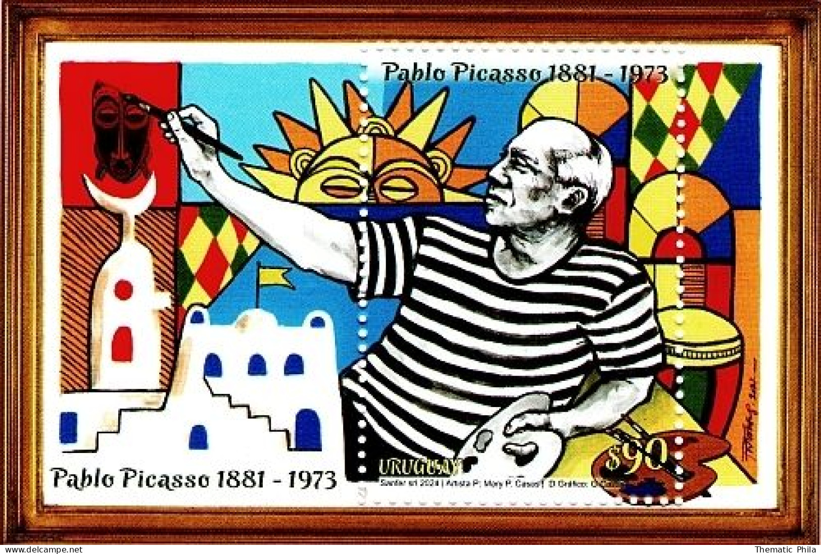 Uruguay 2024  FDC First Day Cover Mnh S/S Bloc  - Pablo Picasso Painter Tableau Painting Sun Sol Drum Brushes - Uruguay