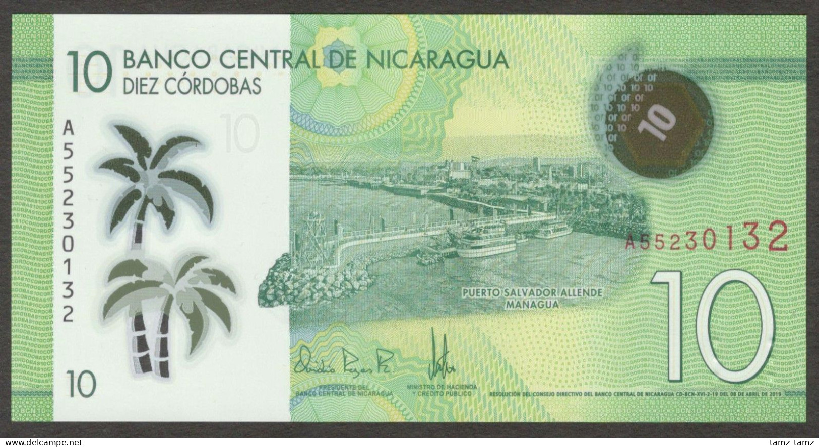 Nicaragua 10 Cordobas P-209b 2019 Polymer UNC - Nicaragua