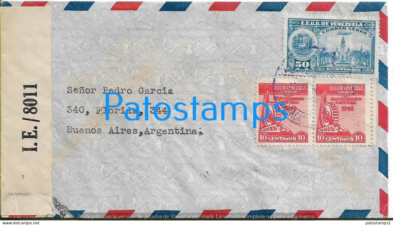 226376 VENEZUELA CARACAS BANK BANCO INDUSTRIAL COVER CANCEL CENSORED CIRCULATED TO ARGENTINA NO POSTCARD - Venezuela