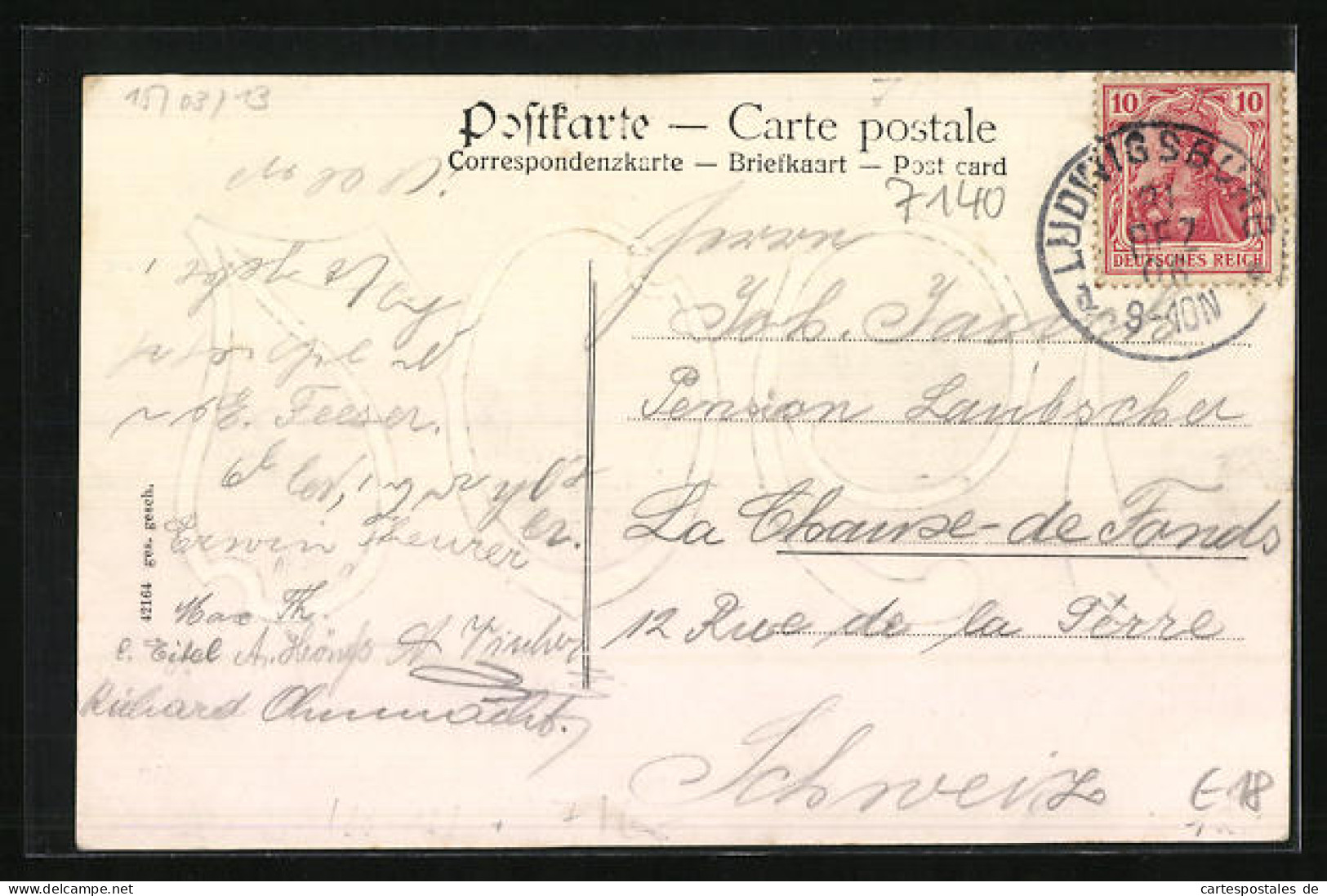 Präge-AK Ludwigsburg, Ansichten Von Schloss, Stadtkirche & Emichsburg In Der Jahreszahl 1907  - Ludwigsburg