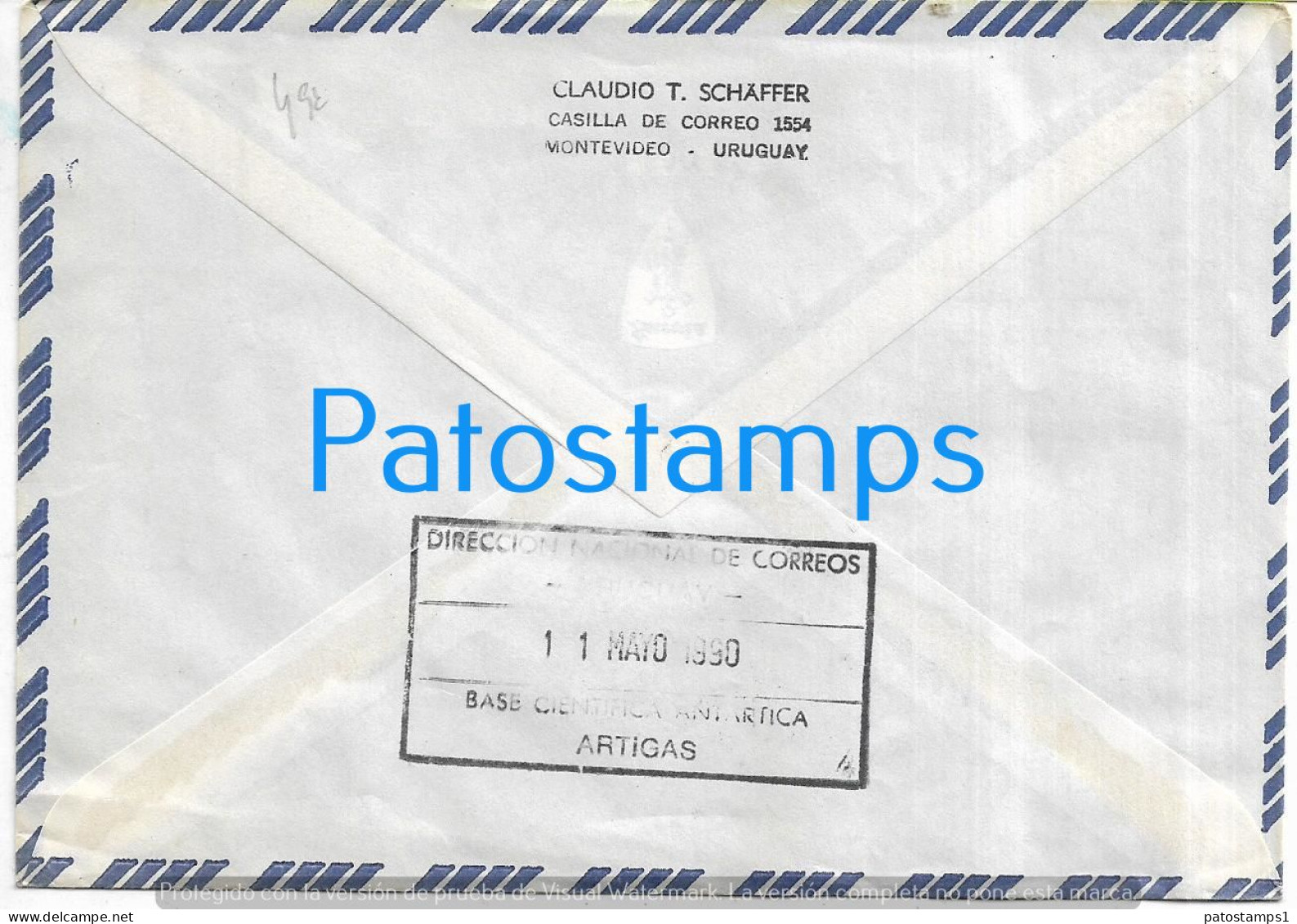 226385 URUGUAY MONTEVIDEO COVER CANCEL YEAR 1990 ANTARTIDA ANTARCTICA BASE CIENTIFICA ARTIGAS NO POSTCARD - Uruguay