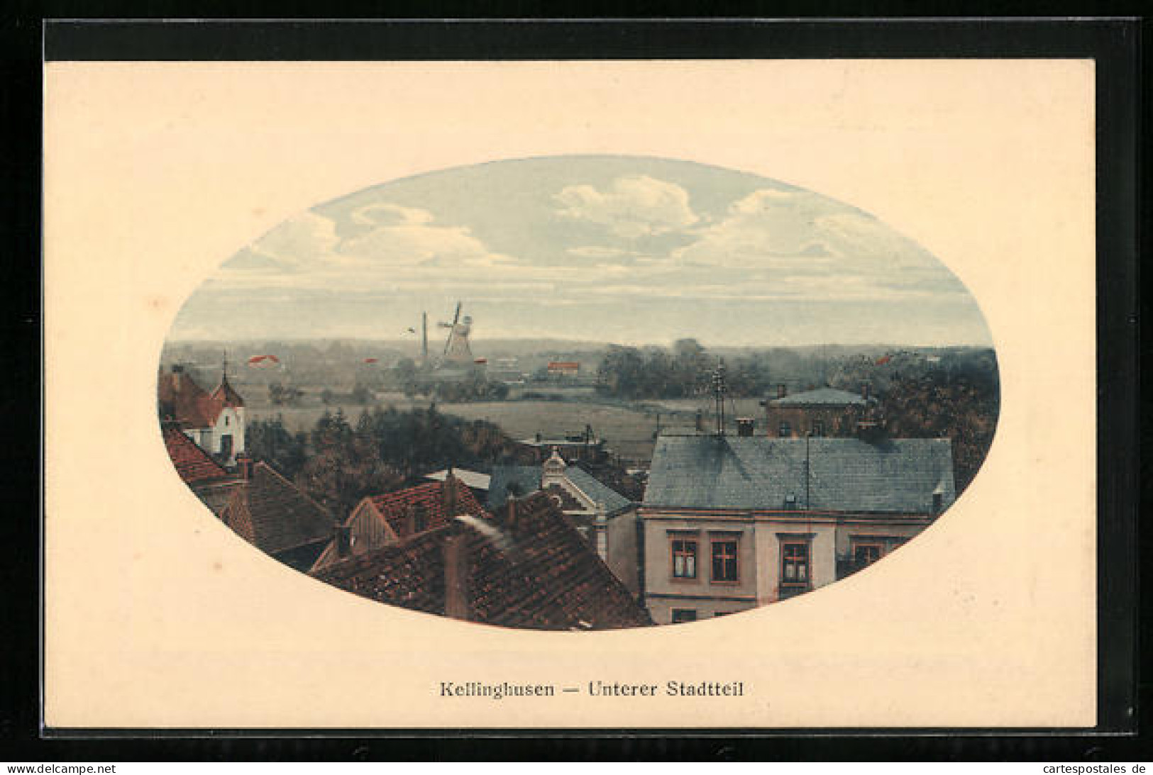 AK Kellinghusen, Blick Auf Den Unteren Stadtteil, Mühle Im Hintergrund  - Kellinghusen
