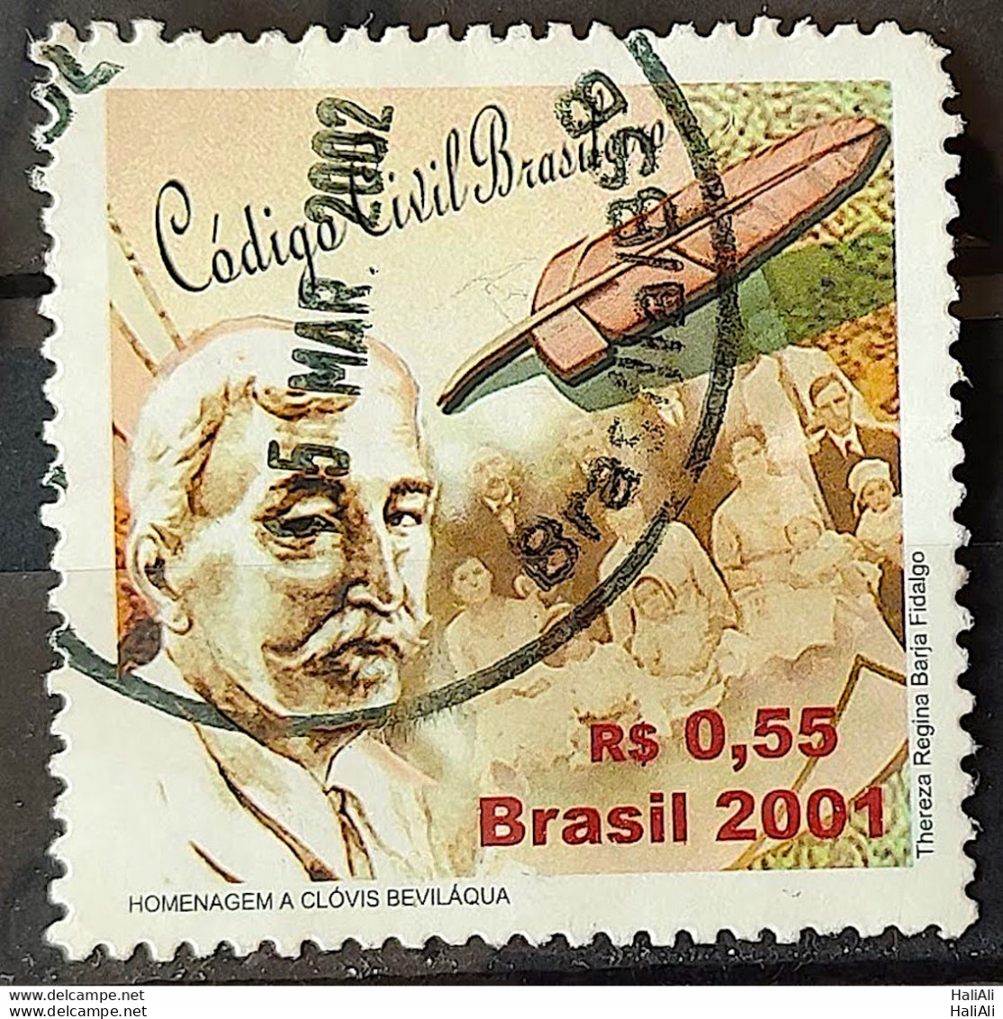 C 2407 Brazil Stamp Clovis Bevilaqua Journalist 2001 Circulated 1 - Gebruikt