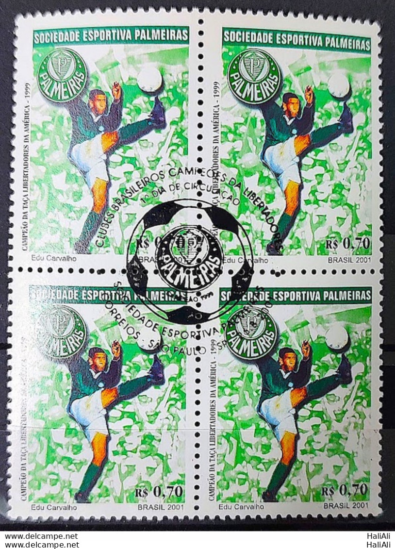 C 2404 Brazil Stamp Football Palmeiras 2001 Block Of 4 CBC SP - Neufs