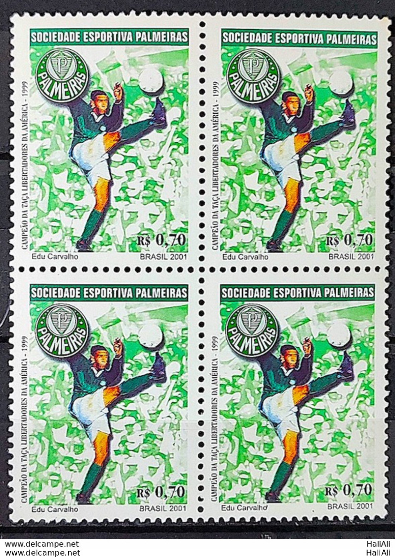 C 2404 Brazil Stamp Football Palmeiras 2001 Block Of 4 - Neufs