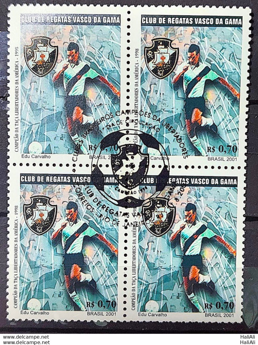 C 2401 Brazil Stamp Football Vasco Da Gama Ship 2001 Block Of 4 CBC RJ - Unused Stamps