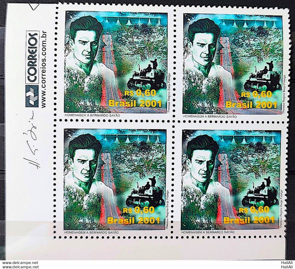 C 2396 Brazil Stamp Bernardo Sayao Agronomy Health Brasilia 2001 Block Of 4 Vignette Correios - Neufs
