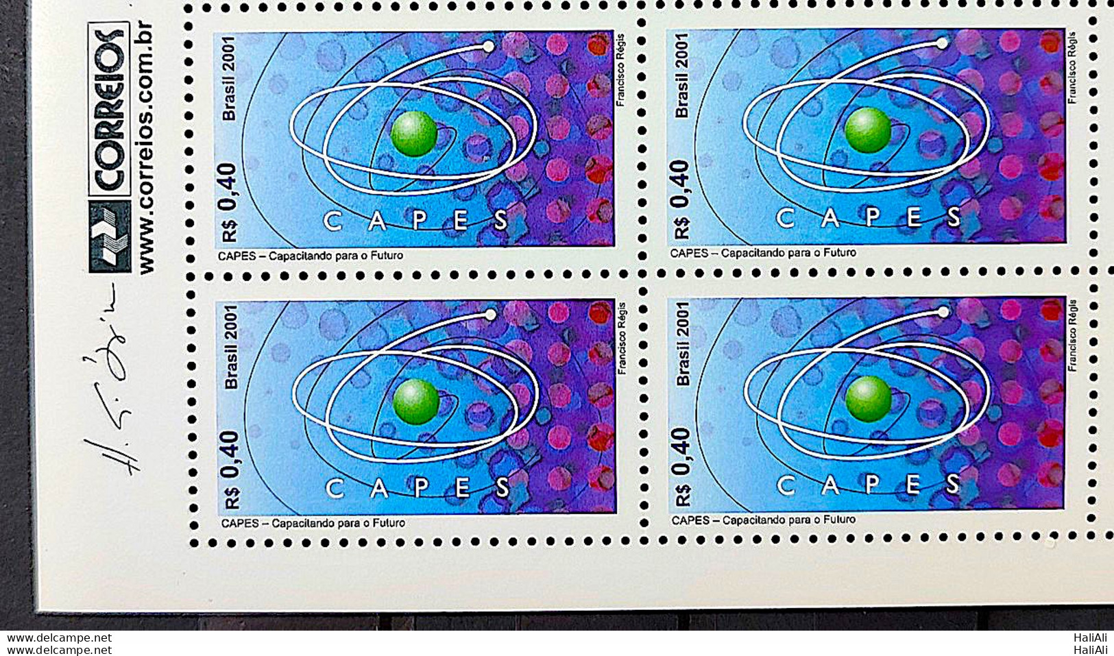 C 2399 Brazil Stamp CAPES Education 2001 Block Of 4 Vignette Correios - Neufs