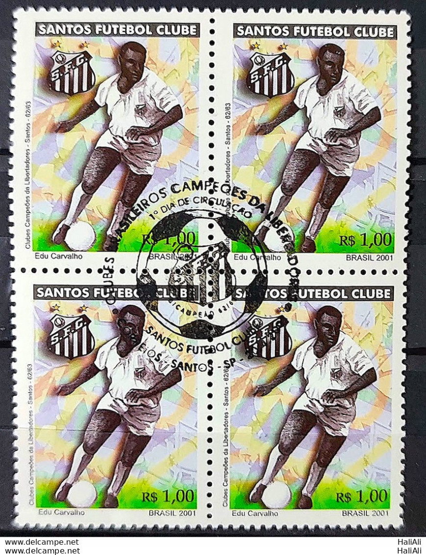 C 2376 Brazil Stamp Football Santos Pele 2001 Block Of 4 CBC SP - Neufs