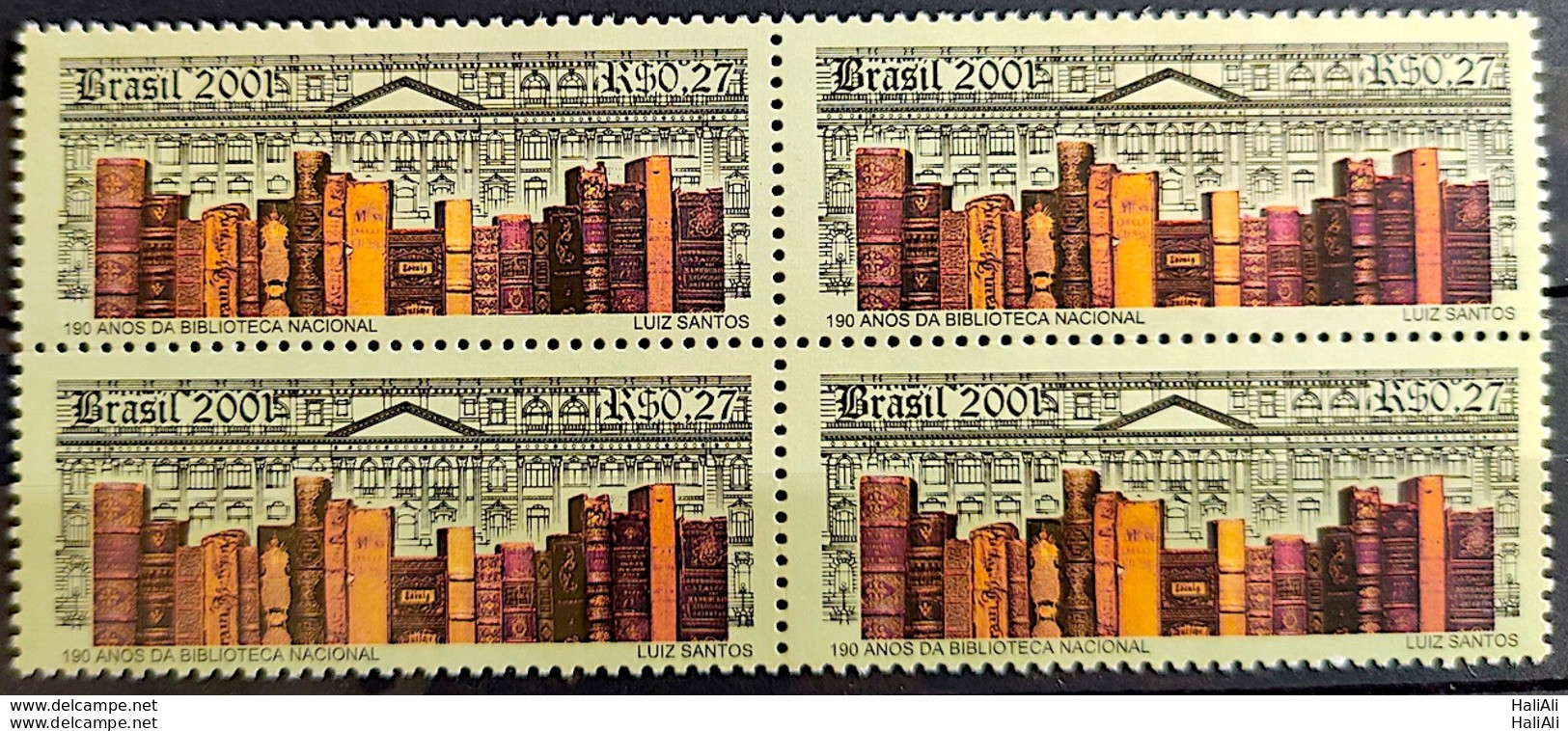 C 2374 Brazil Stamp National Library Book Literature Education 2001 Block Of 4 - Neufs
