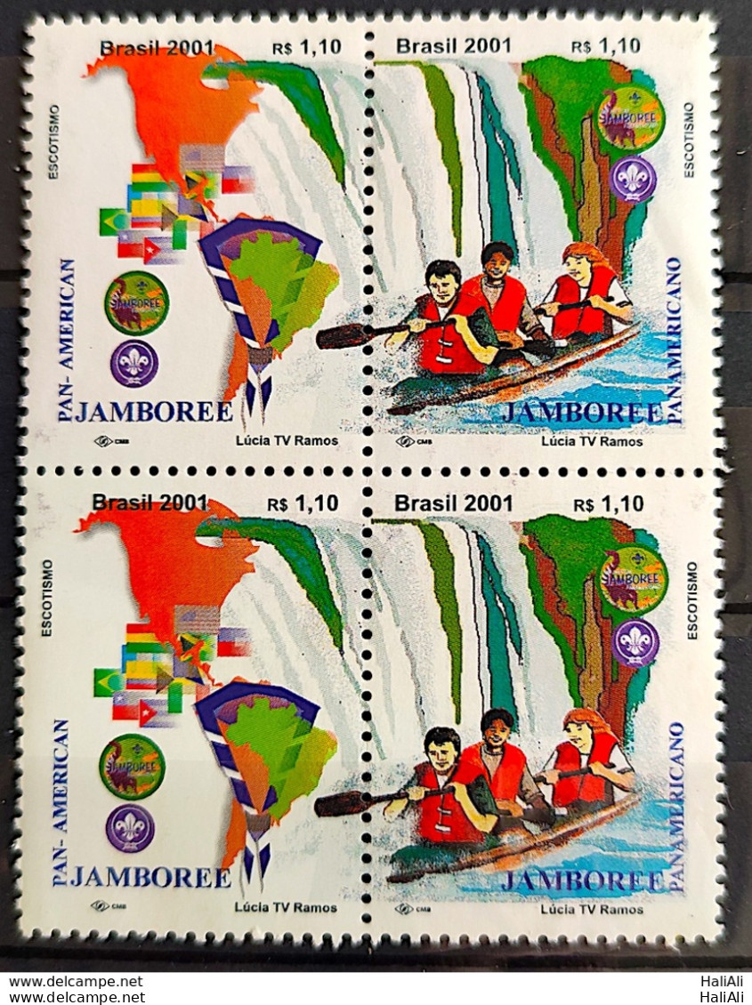 C 2361 Brazil Stamp Jamboree Scouting Waterfall Canoeing Map Flag 2001 Block Of 4 - Ungebraucht