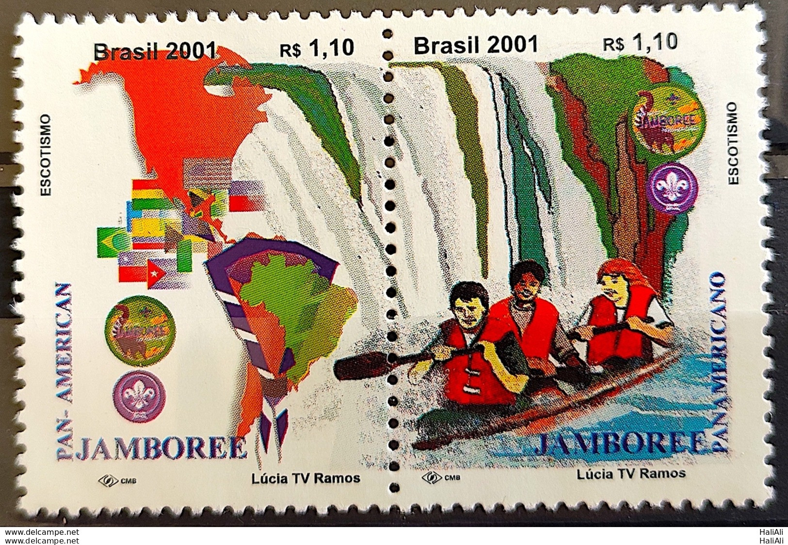 C 2361 Brazil Stamp Jamboree Scouting Waterfall Canoeing Map Flag 2001 - Neufs