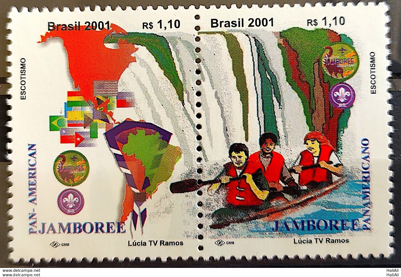 C 2361 Brazil Stamp Jamboree Scouting Waterfall Canoeing Map Flag 2001 - Ungebraucht