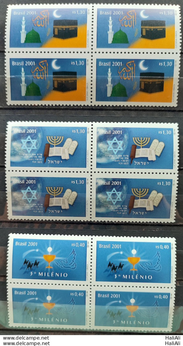 C 2355 Brazil Stamp Religion Judaism Israel Islam Catholicism 2001 Complete Series Block Of 4 - Ungebraucht