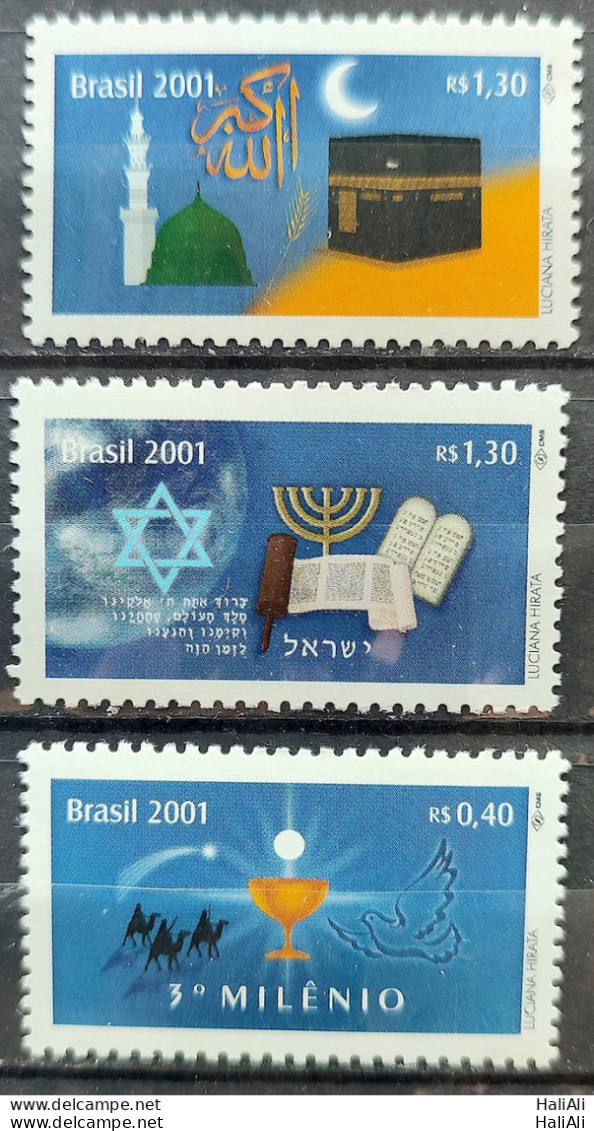 C 2355 Brazil Stamp Religion Judaism Israel Islam Catholicism 2001 Complete Series - Neufs