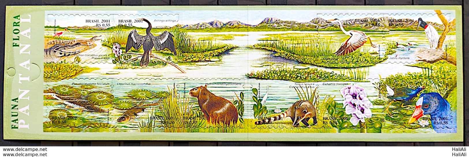 Brazil Stamp CD 26 Booklet Pantanal Flora And Fauna Alligator Capybara Heron 2001 - Nuovi