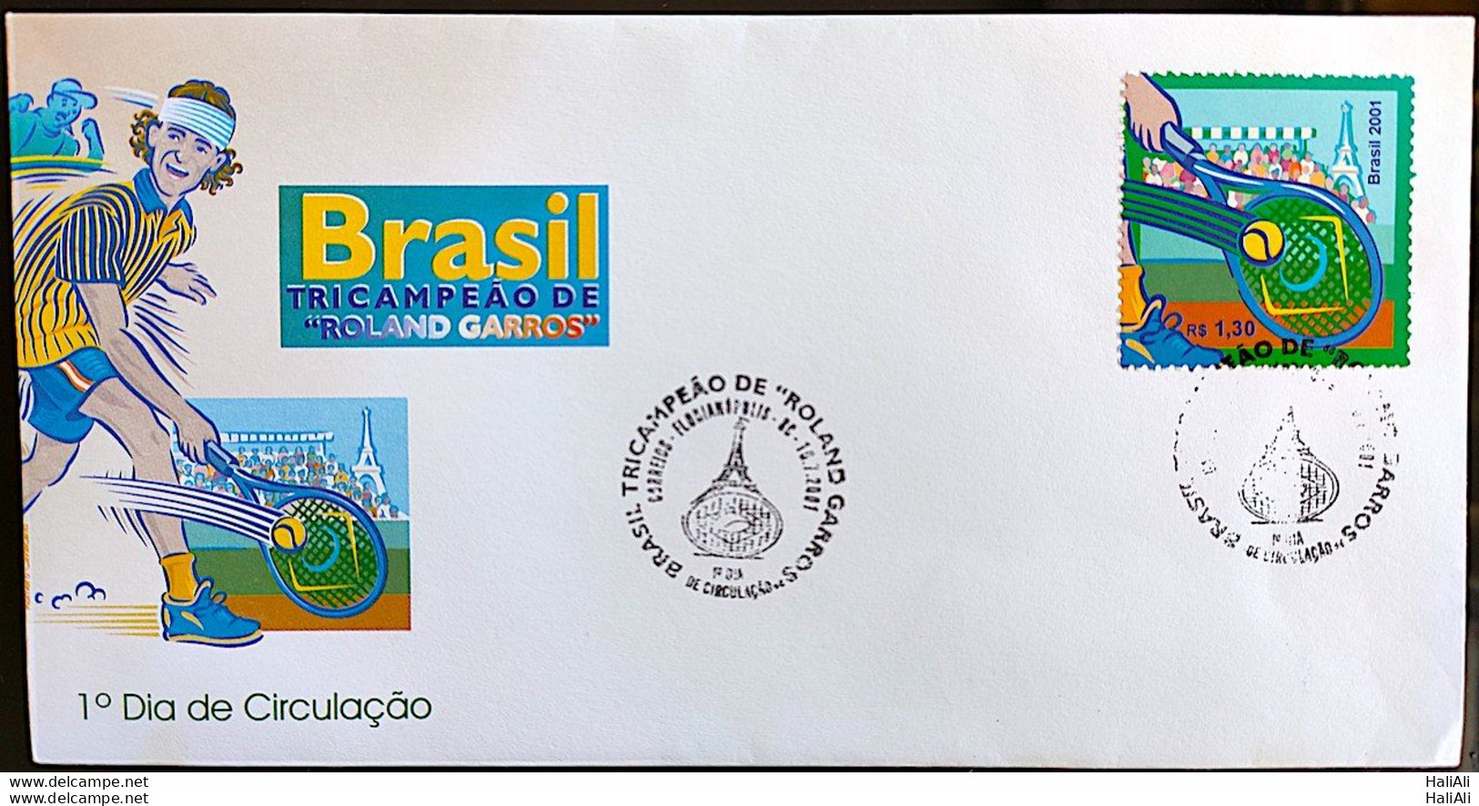 Brazil Envelope FDC 706 Roland Garros Gustavo Keurten Guga Tenis 2001 - Unused Stamps