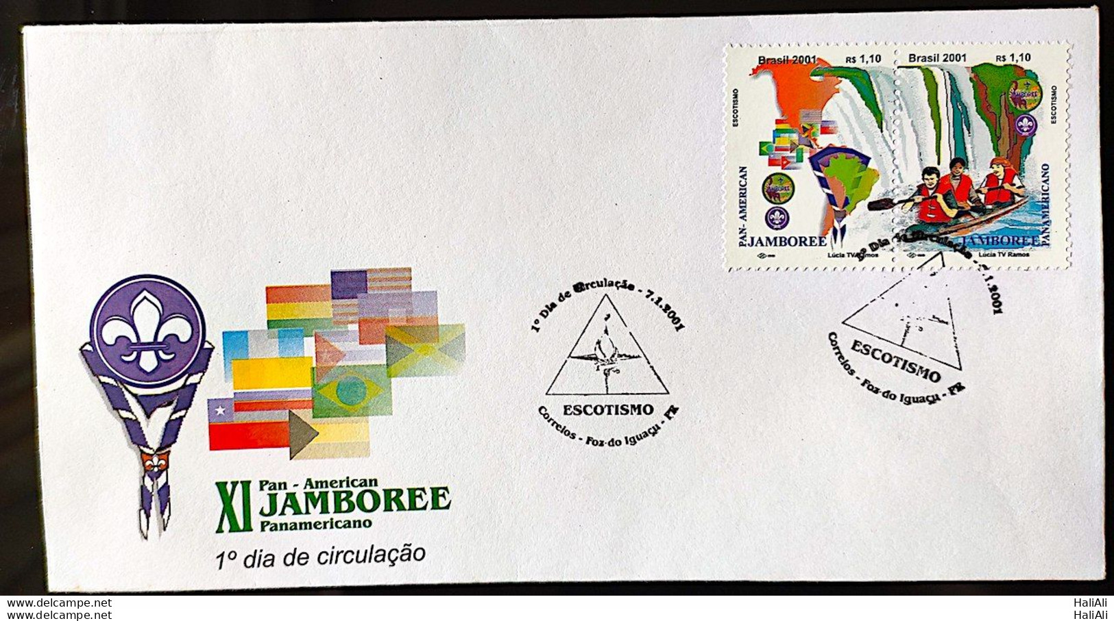 Brazil Envelope FDC 2001 701 Brazil Stamp C 2361 Jamboree Scouting Foz Do Iguaçu CBC PR Scout - Sonstige & Ohne Zuordnung