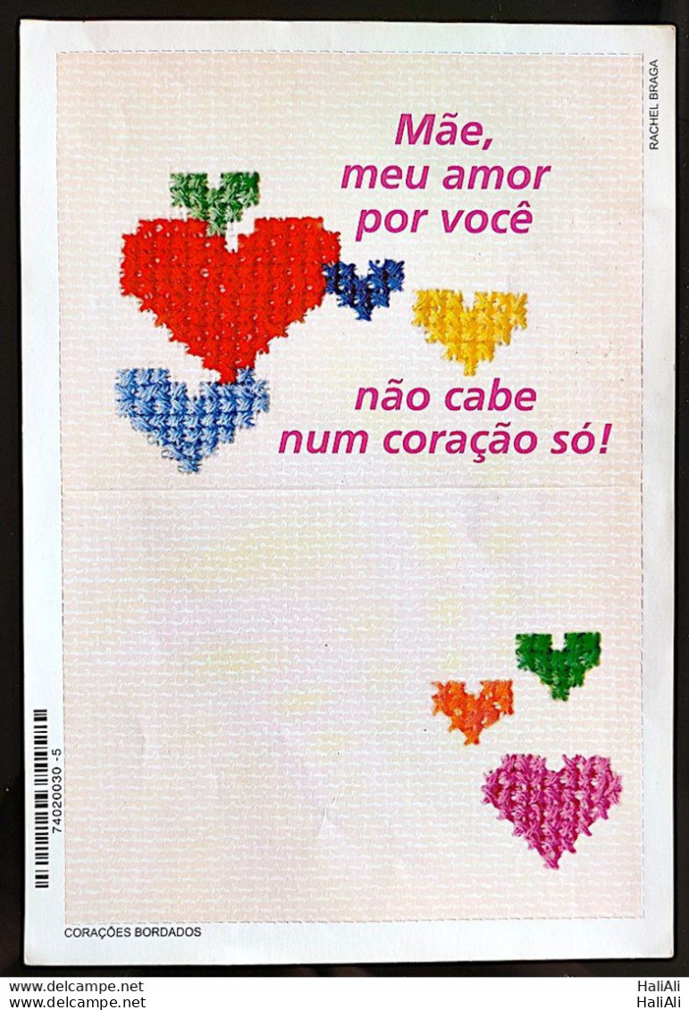 Brazil Aerogram Cod 103 Mothers Day Embroidered Hearts 2001 - Entiers Postaux