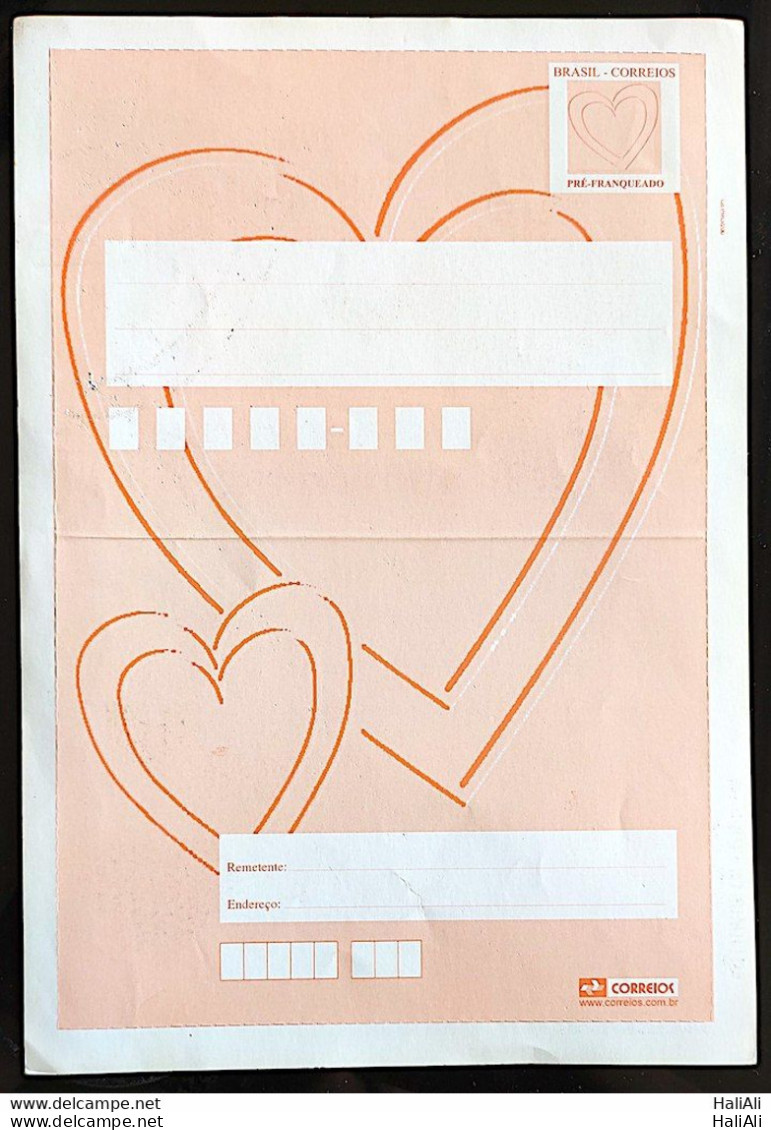 Brazil Aerogram Cod 103 Mothers Day Embroidered Hearts 2001 - Interi Postali