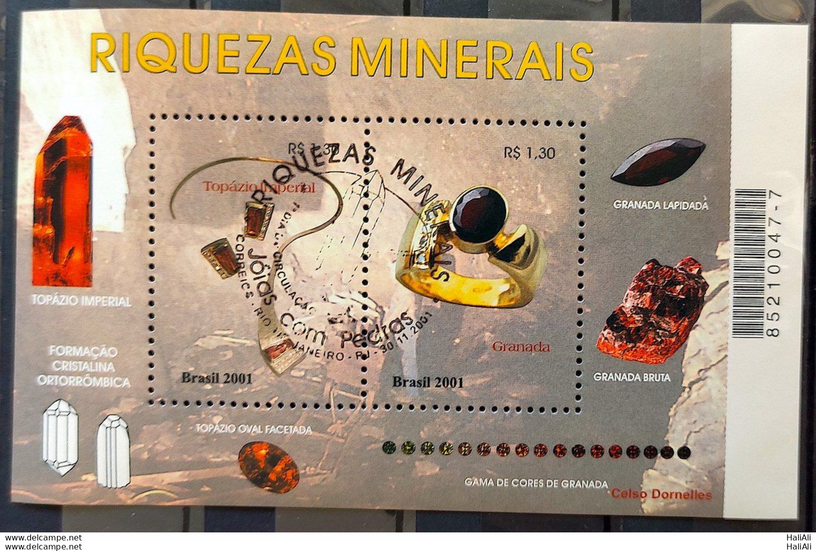 B 123 Brazil Stamp Mineral Riches Topaz And Granada Stone Jóia 2001 CBC - Neufs