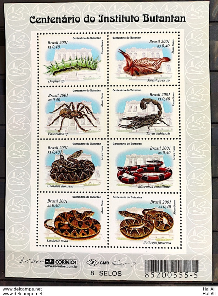 B 118 Brazil Stamp Butantan Institute Snake Scorpion Spider 2001 - Neufs