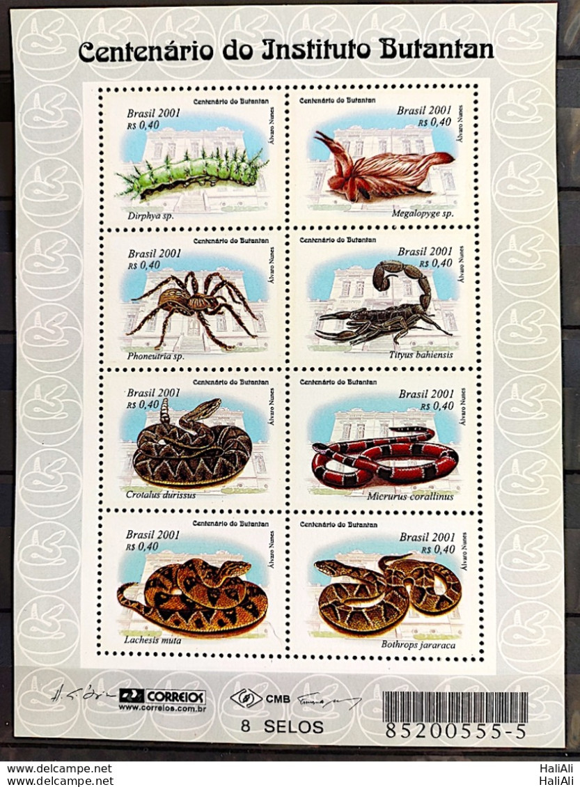 B 118 Brazil Stamp Butantan Institute Snake Scorpion Spider 2001 - Ungebraucht
