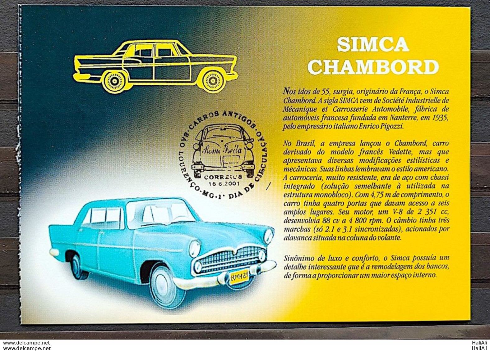 BRAZIL Maximmum Card Old Cars 2001 Postcard