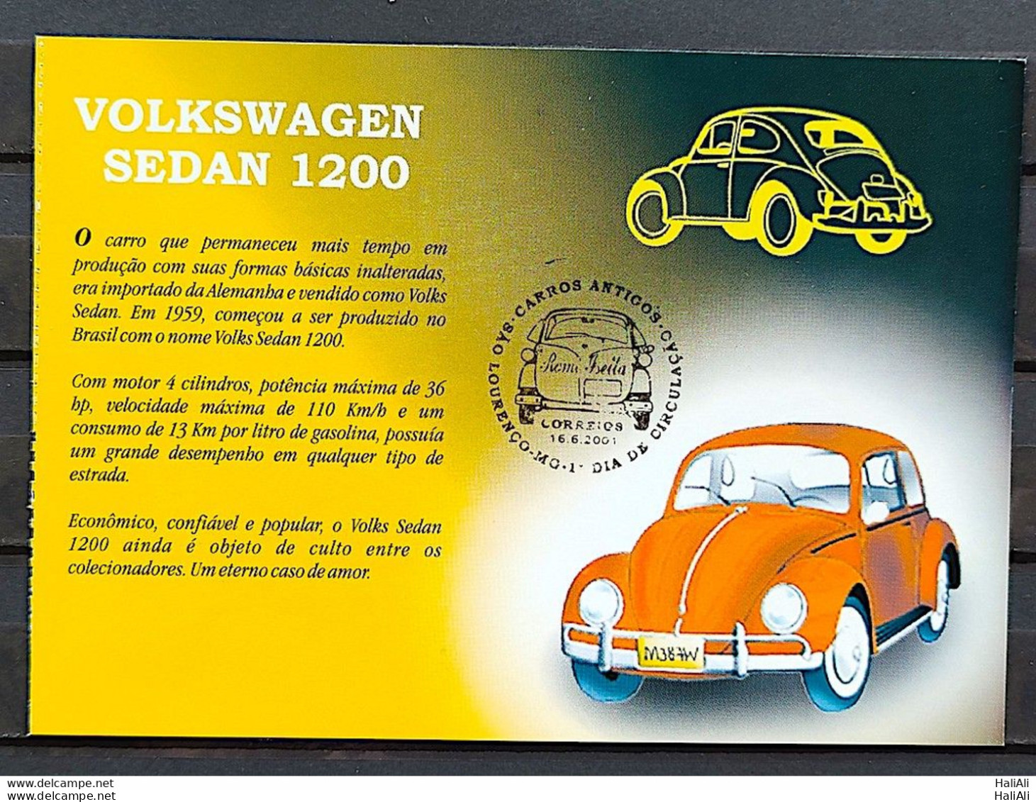 BRAZIL Maximmum Card Old Cars 2001 Postcard