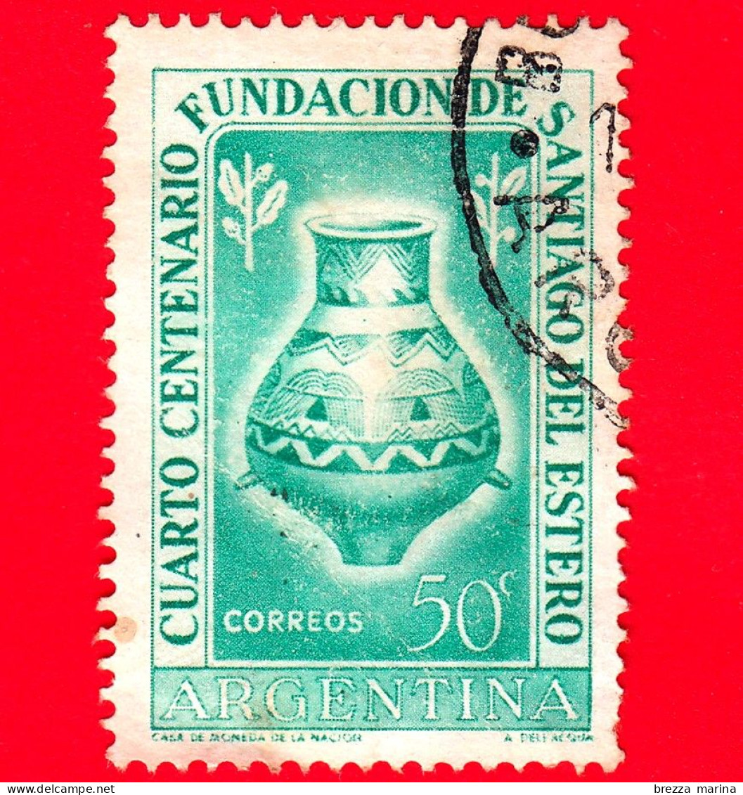 ARGENTINA - Usato - 1953 - 400 Anni Della Città Di Santiago Del Estero - Urna Funeraria Dei Nativi - 50 - Used Stamps