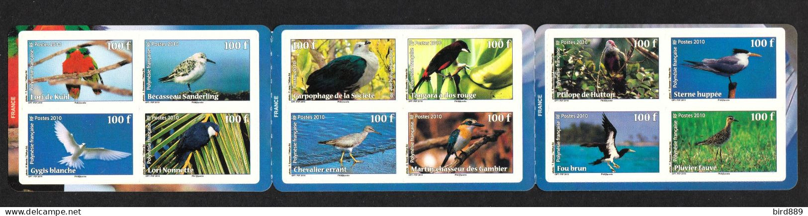 2010 French Polynesia Fauna Bird Full Booklet Of 12 MNH - Cuadernillos