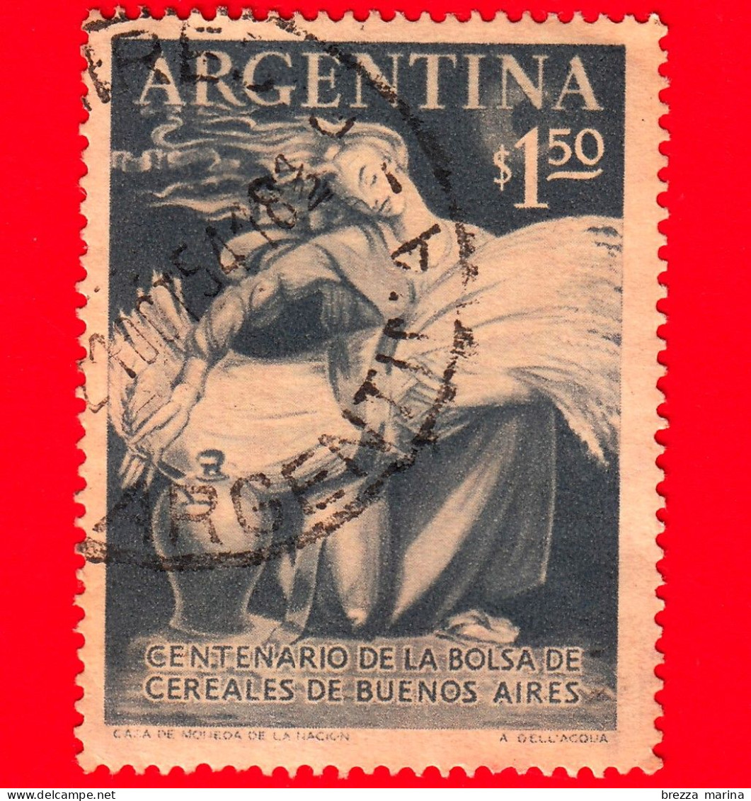 ARGENTINA - Usato - 1954 - 100 Anni Della Borsa Del Grano, Buenos Aires - Cereali - 1.50 - Gebruikt