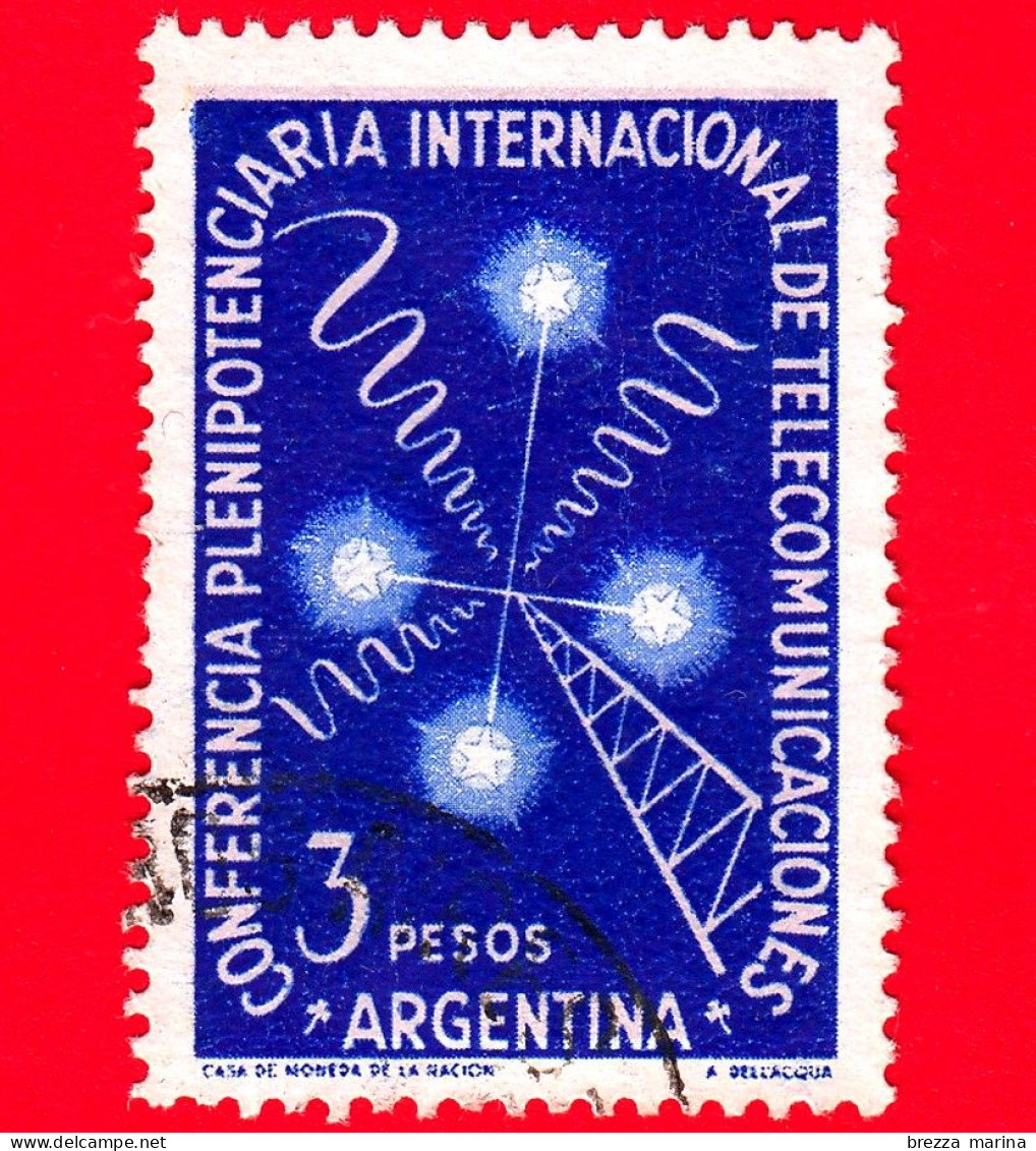 ARGENTINA - Usato - 1954 - Conferenza Sulle Telecomunicazioni - Comunicazioni Senza Fili - 3 - Used Stamps