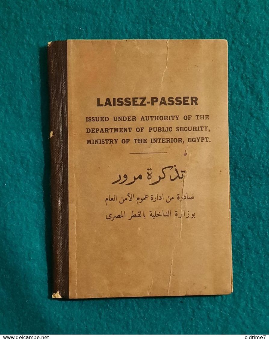 Egipt Laisez Passer  Passport  1923 Pasaporte, Passeport, Reisepass - Documenti Storici