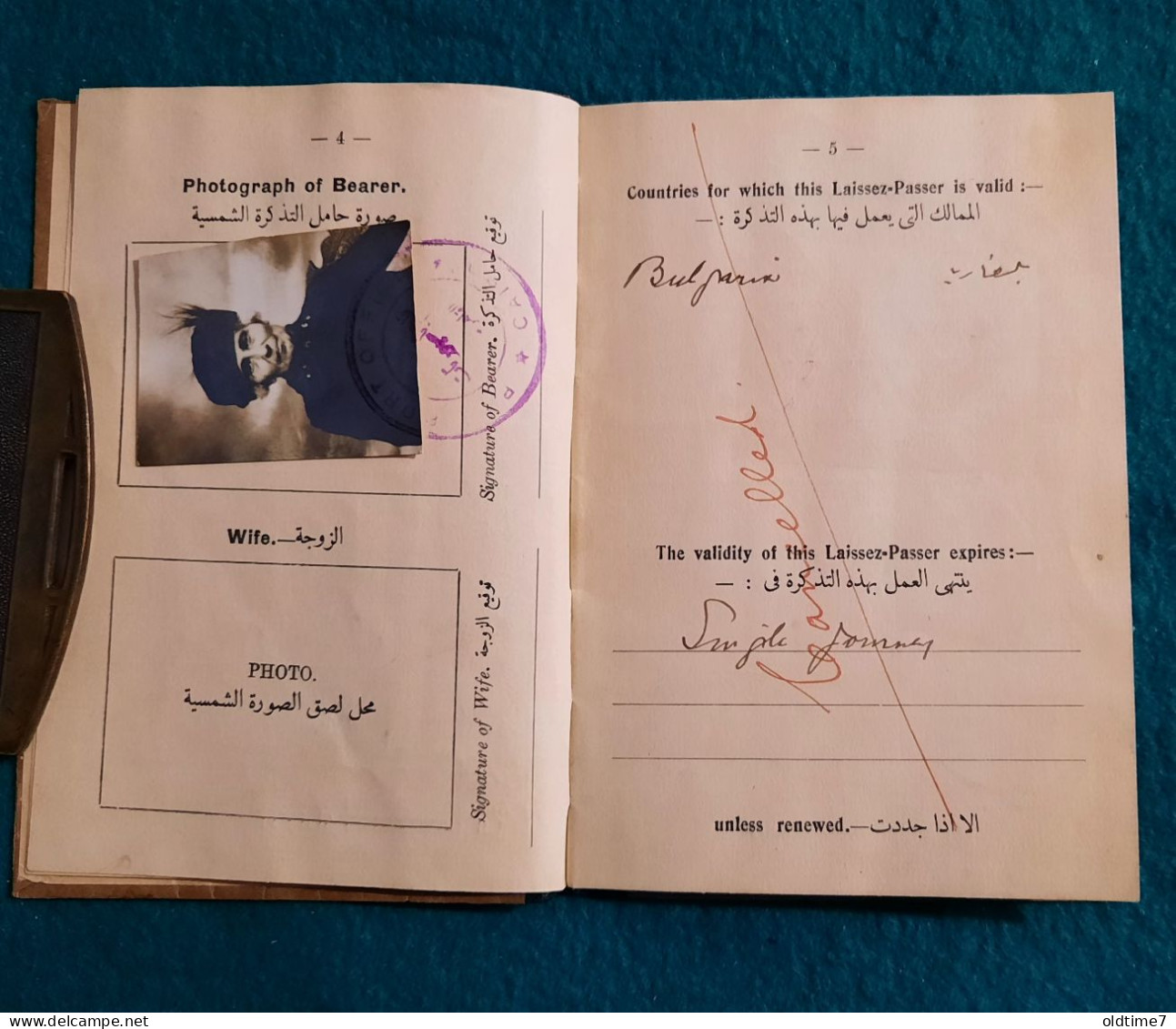 Egipt Laisez Passer  Passport  1923 Pasaporte, Passeport, Reisepass - Documenti Storici