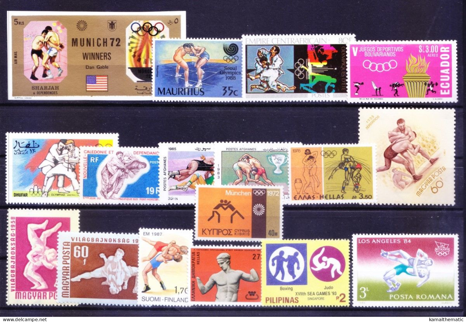 All Different 60 MNH Wrestling, Sports, Olympic Stamps, Rare Collection - Wrestling