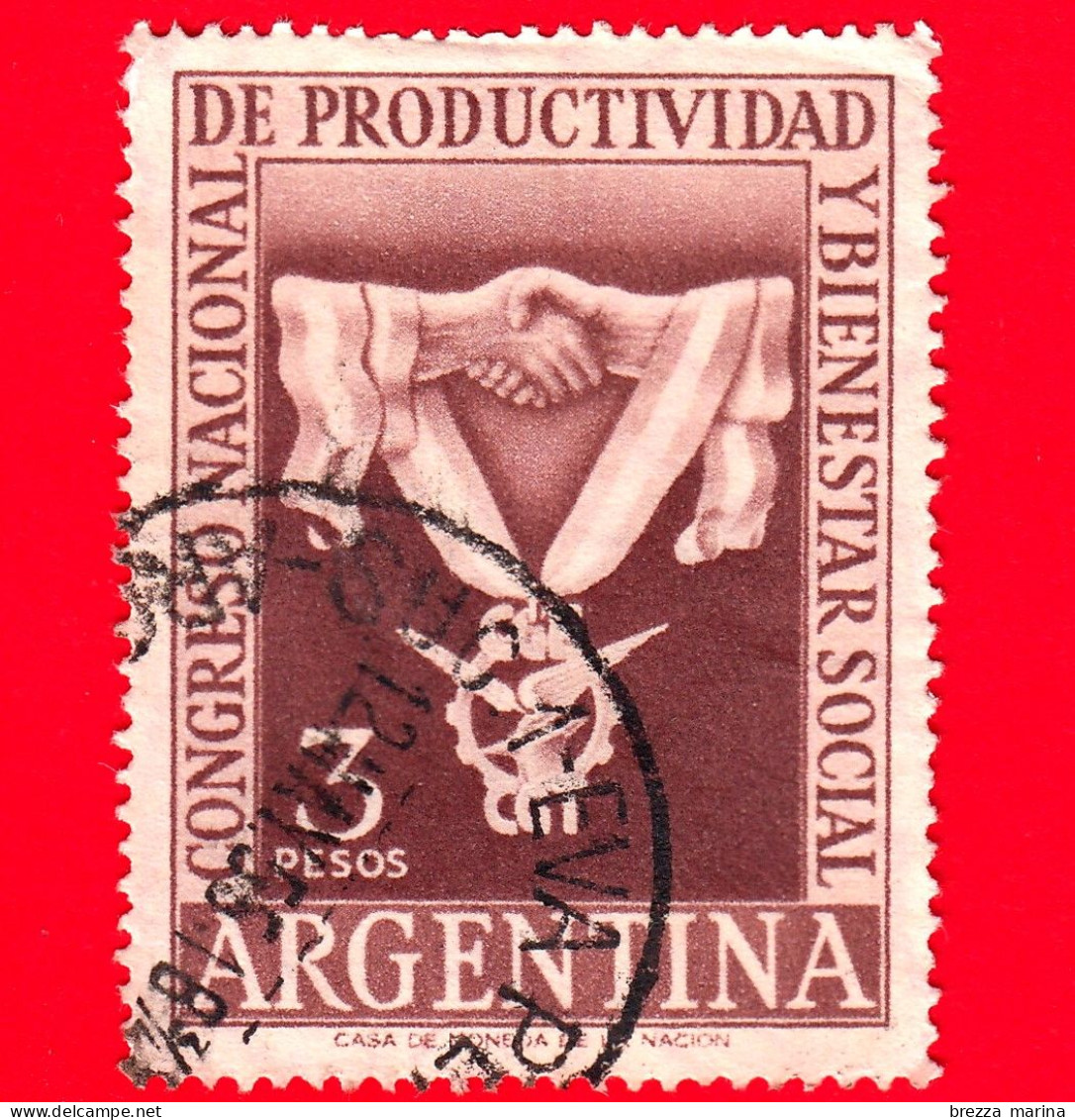 ARGENTINA - Usato - 1955 - Congresso Nazionale Della Produttività E Della Prosperità Sociale - 3 - Gebruikt