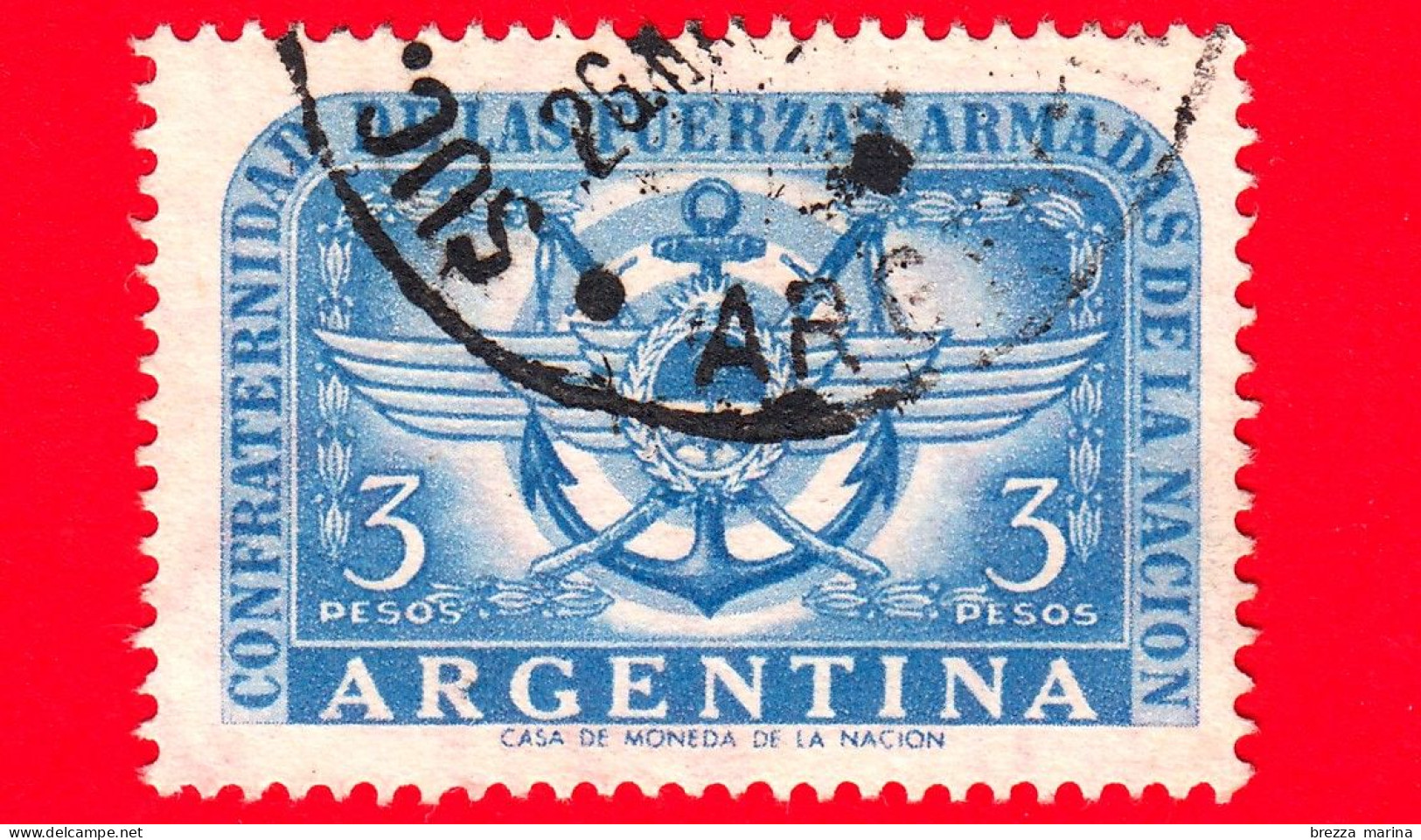 ARGENTINA - Usato - 1955 - Confraternita Delle Forze Armate - Emblemi Militari -  3 - Used Stamps