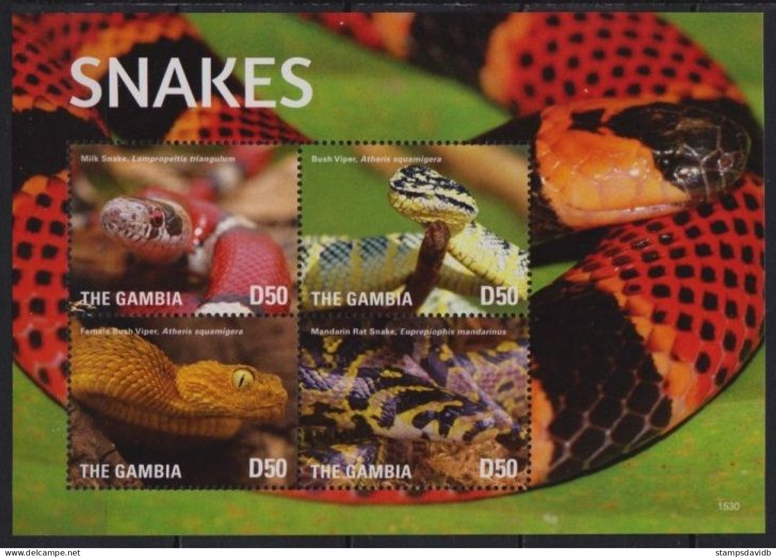 2015 Gambia 7213-7216KL Reptiles - Snakes 10,00 € - Snakes