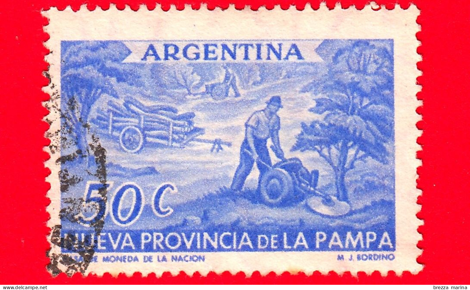 ARGENTINA - Usato - 1956 - Nuove Province Argentine - Provincia Della Pampa - 50 - Gebraucht