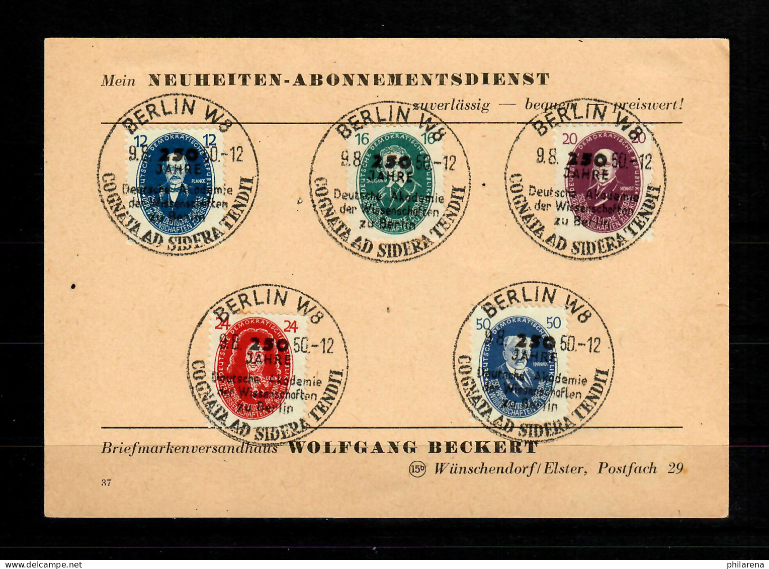 DDR MiNr. 261-270, Luxus Stempel Berlin 1950 Auf Karten - Gebraucht