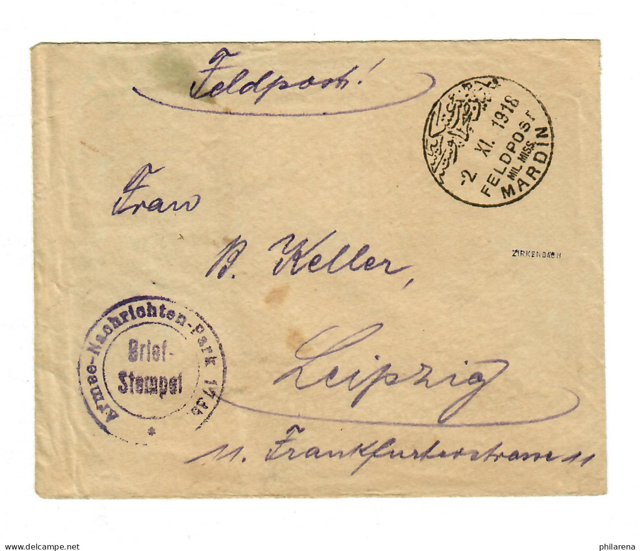 1918 Mardin MIL MISS Vom Internierten Telegraphist Auf Der Askard Constantinopel - Feldpost (postage Free)