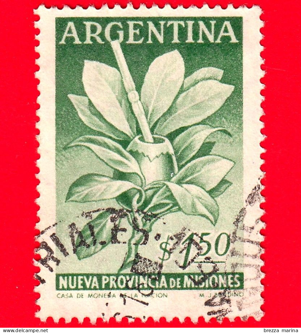 ARGENTINA - Usato -  1956 - Fiori - Provincia De Misiones - Yerba Mate (Ilex Paraguariensis) - 1.50 - Usati