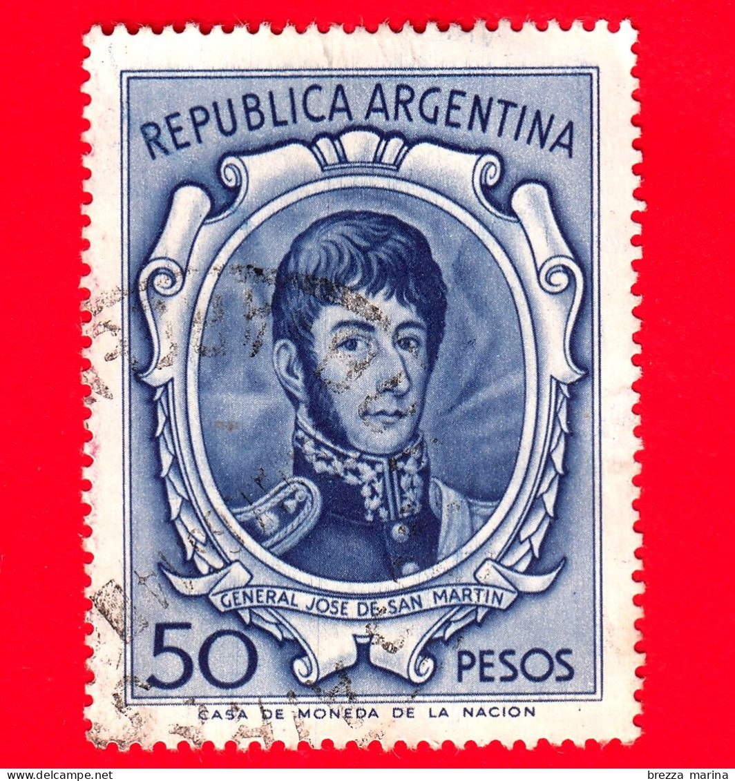 ARGENTINA - Usato - 1956 - José Francisco De San Martín (1778-1850) - Scritta Repubblica Argentina - 50 - Usados