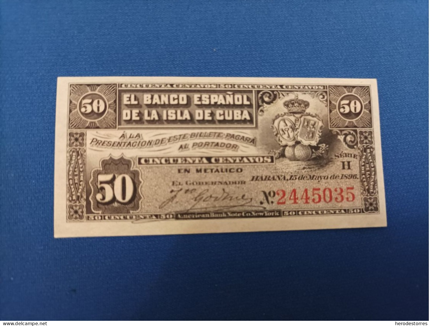 50 Centavos Banco Español, Isla De Cuba, Año 1896, UNC - Kuba