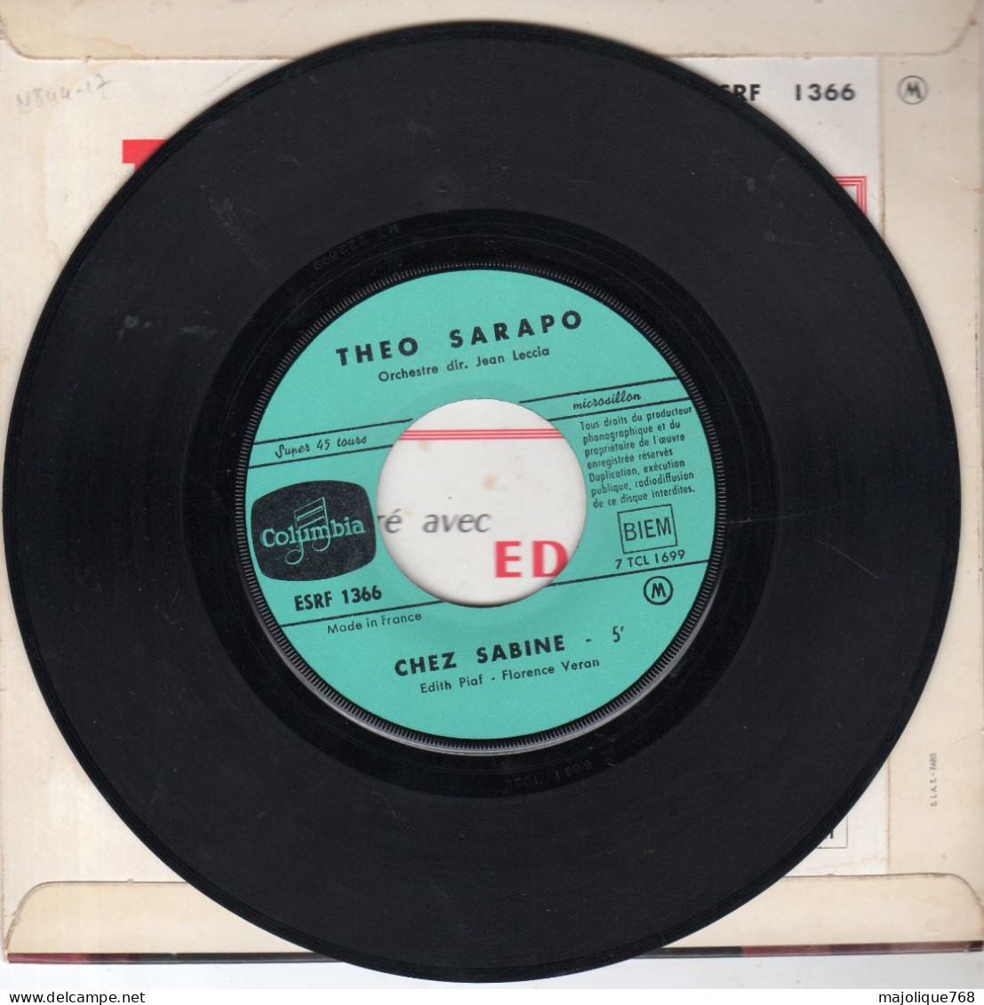 Disque De Théo Sarapo - Pour Qui Tu T'prends - Columbia ESRF 1366 - France 1962 - Disco, Pop
