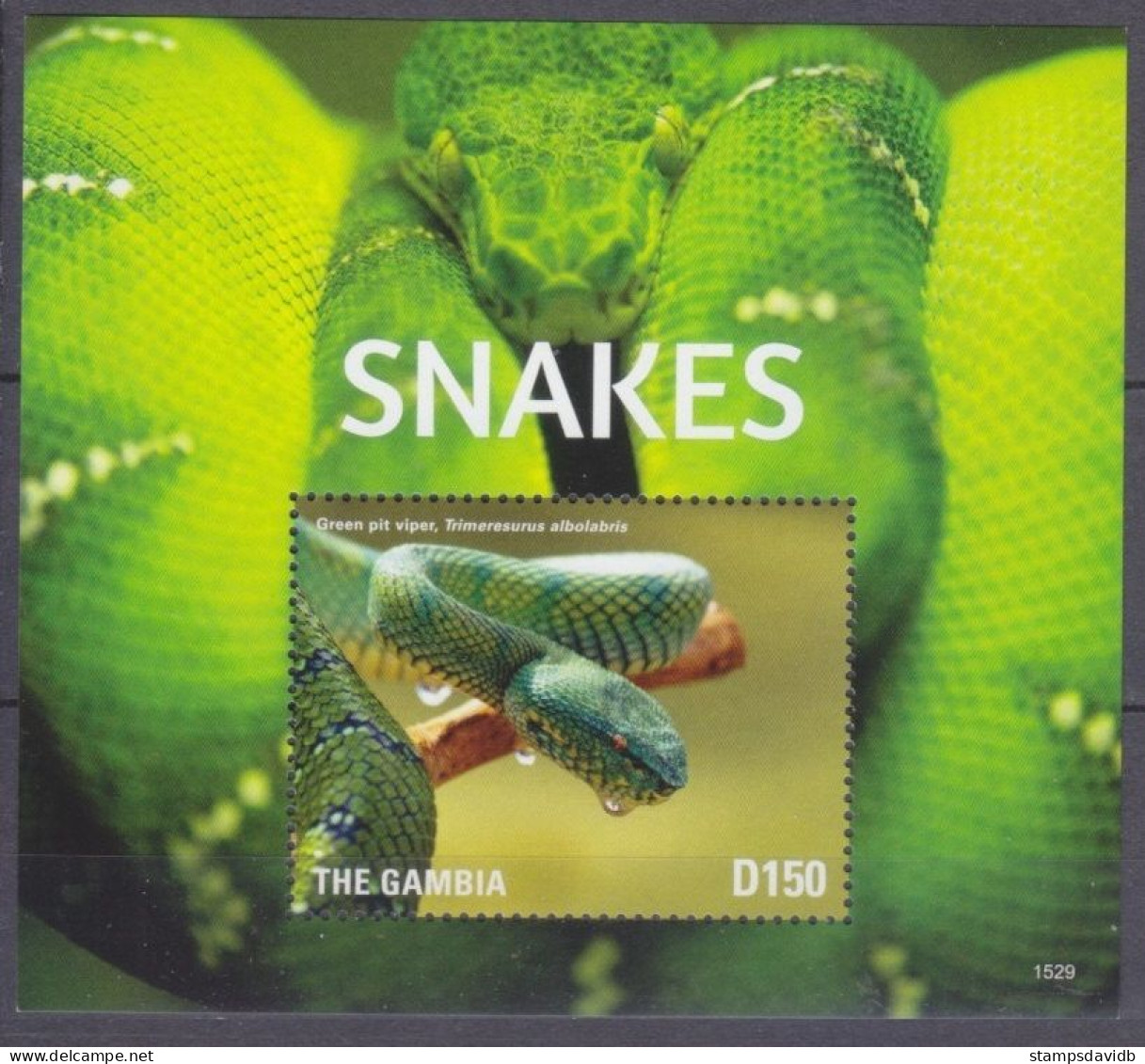 2015 Gambia 7222/B941 Reptiles - Snakes 8,00 € - Slangen