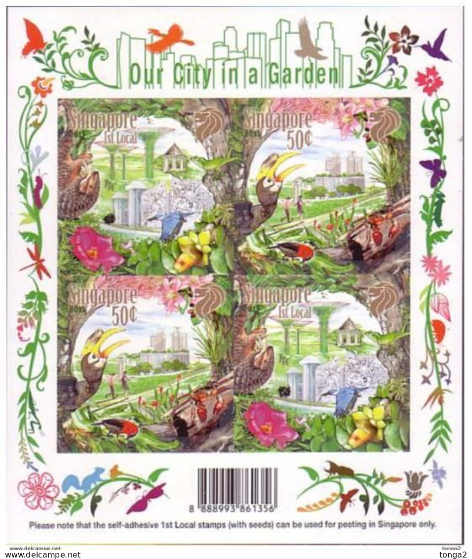 Singapore 2013 City In A Garden S/S - Seeds Affixed - Unusual - Singapur (1959-...)