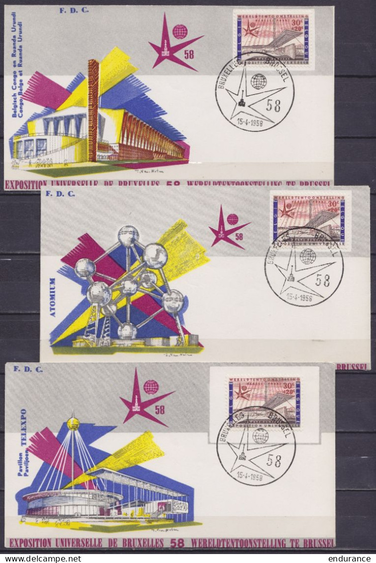 Série Complète "Souvenir De L'Exposition Universelle 1958" - Càd BRUXELLES /15--4-1958 (6 Enveloppes) - Brieven En Documenten